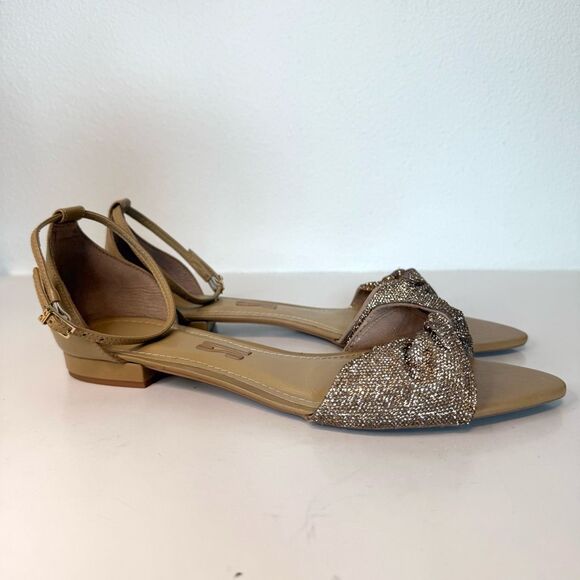 Santa Lolla Pointed Toe Sparkly Bow Flat Sandals Size 10 - Picture 5 of 7